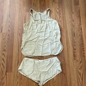 Everlane washable silk sleep tank and short set